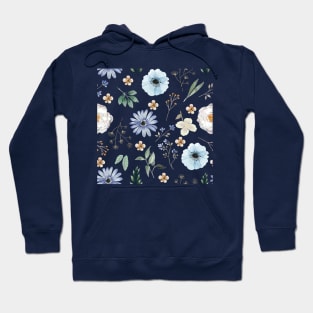 Midnight Bloom Flower Pattern Hoodie